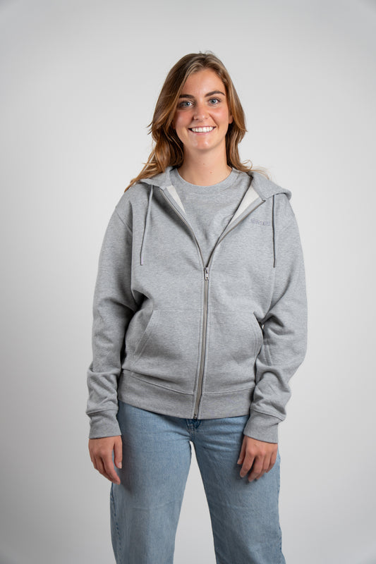 Organic Zip Hoodie Women | Heather Grey