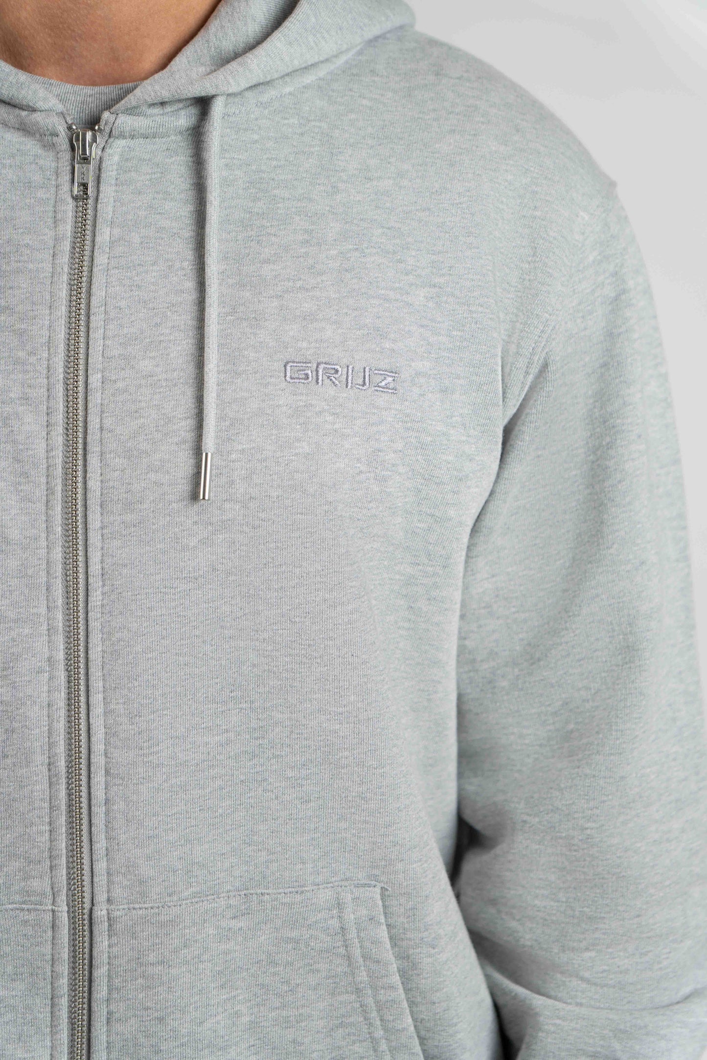 Organic Zip Hoodie Men | Heather Grey