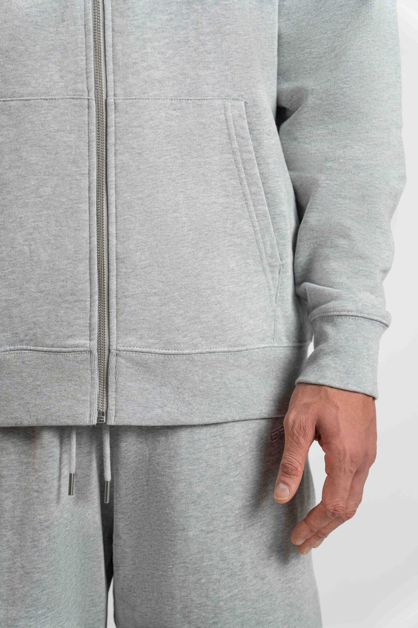 Organic Zip Hoodie Men | Heather Grey