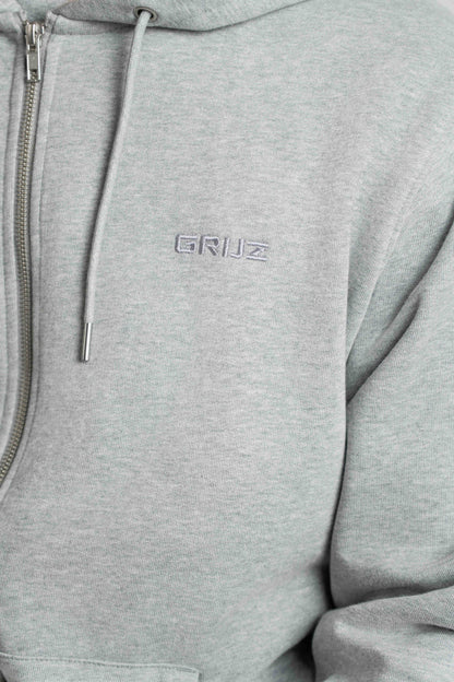 Organic Zip Hoodie Men | Heather Grey