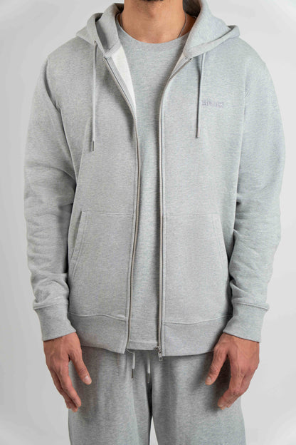 Organic Zip Hoodie Men | Heather Grey